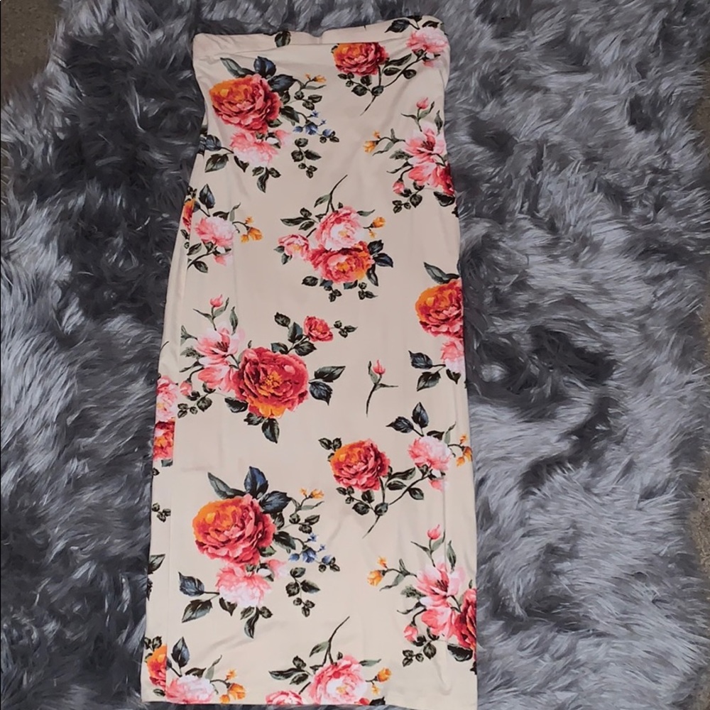 strapless floral dress